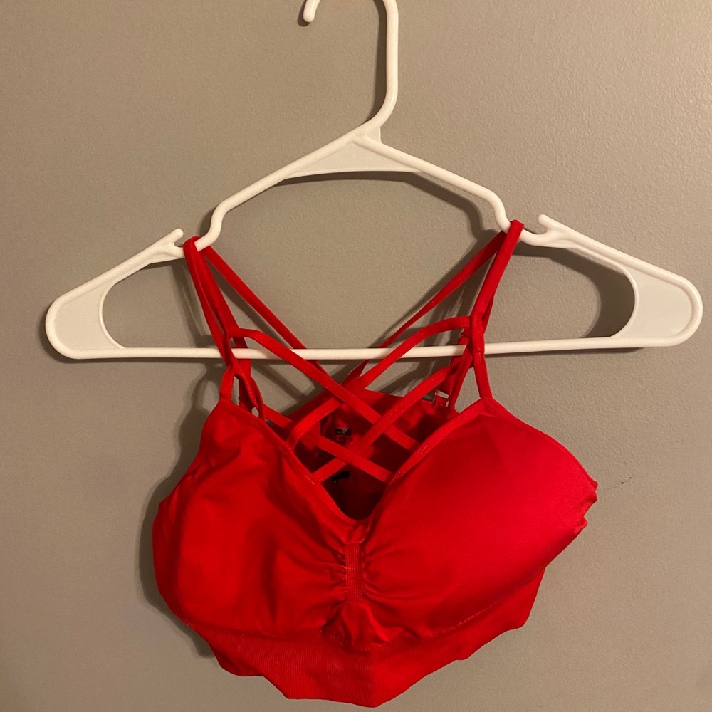 Red Criss-cross design bra